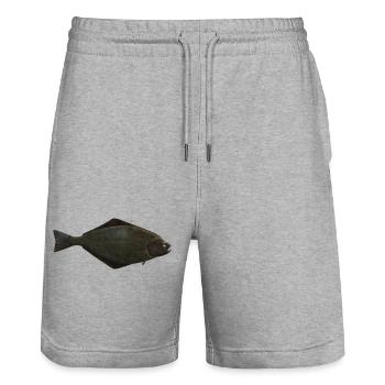 Heilbutt Natur für Angler in Norwegen oder Island - Stanley/Stella Unisex Bio Joggingshorts Trainer  - Grau meliert - Vorne - Nik (191cm) & Marisol (170cm)