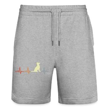 Vintage Hunde Kardiogramm - Stanley/Stella Unisex Bio Joggingshorts Trainer  - Grau meliert - Vorne - Nik (191cm) & Marisol (170cm)