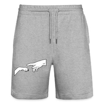 Hundepfote - gib Pfote - Stanley/Stella Unisex Bio Joggingshorts Trainer  - Grau meliert - Vorne - Nik (191cm) & Marisol (170cm)