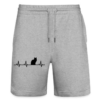 Katzen Pulsschlag - Stanley/Stella Unisex Bio Joggingshorts Trainer  - Grau meliert - Vorne - Nik (191cm) & Marisol (170cm)