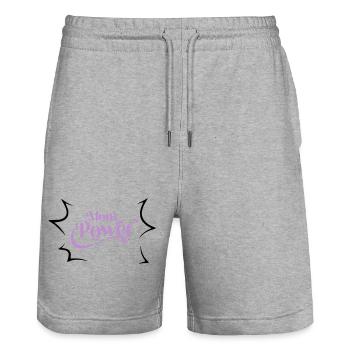Mom power - Stanley/Stella Trainer Unisex Organic Jogging Shorts - heather grey - Front - Nik (191cm) & Marisol (170cm)