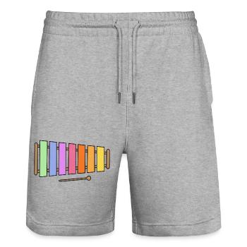 Xylophon, bunte Grafik - Stanley/Stella Unisex Bio Joggingshorts Trainer  - Grau meliert - Vorne - Nik (191cm) & Marisol (170cm)