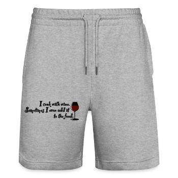 I cook with wine - saying for wine lovers - Stanley/Stella Trainer Unisex Organic Jogging Shorts - heather grey - Front - Nik (191cm) & Marisol (170cm)