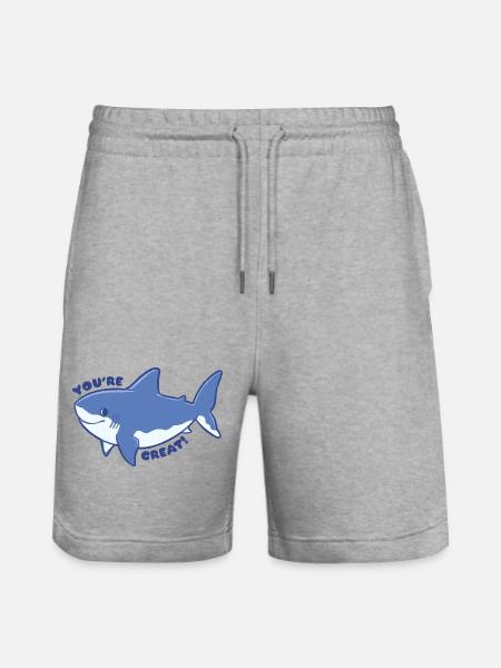 Funny Shark – You're Great - Stanley/Stella Trainer Unisex Organic Jogging Shorts - heather grey