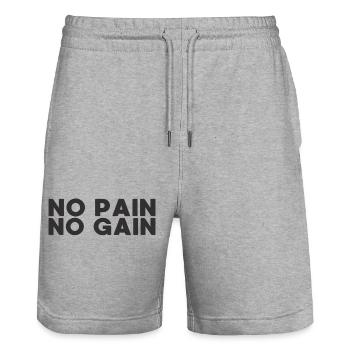 NO PAIN NO GAIN - Stanley/Stella Trainer Unisex Organic Jogging Shorts - heather grey - Front - Nik (191cm) & Marisol (170cm)