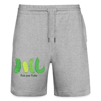 Pick Your Pickle: Green Cucumber Art - Stanley/Stella Trainer Unisex Organic Jogging Shorts - heather grey - Front - Nik (191cm) & Marisol (170cm)