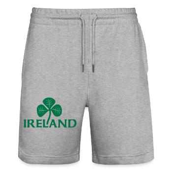 Ireland and shamrock - Stanley/Stella Trainer Unisex Organic Jogging Shorts - heather grey - Front - Nik (191cm) & Marisol (170cm)