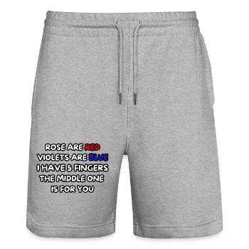 Rose are red, violets are blue... Humor, fun # - Stanley/Stella Trainer Unisex Organic Jogging Shorts - heather grey - Front - Nik (191cm) & Marisol (170cm)