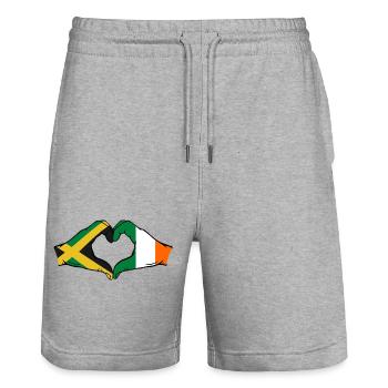 Jamaika Irland Hände Herzform - Stanley/Stella Unisex Bio Joggingshorts Trainer  - Grau meliert - Vorne - Nik (191cm) & Marisol (170cm)
