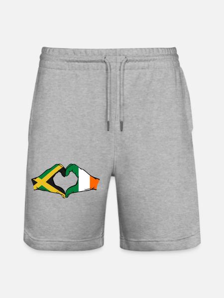 Jamaica Ireland Hands Heart Shape - Stanley/Stella Trainer Unisex Organic Jogging Shorts - heather grey