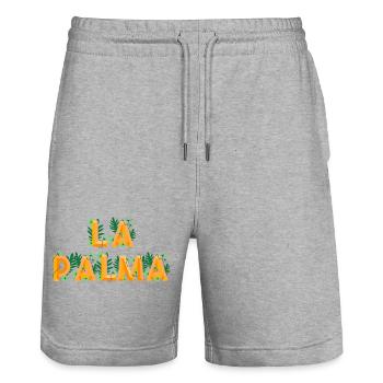 Lettrage La Palma La Isla Bonita Îles Canaries - Short de jogging bio TRAINER Stanley/Stella unisexe - gris chiné - Devant - Nik (191cm) & Marisol (170cm)