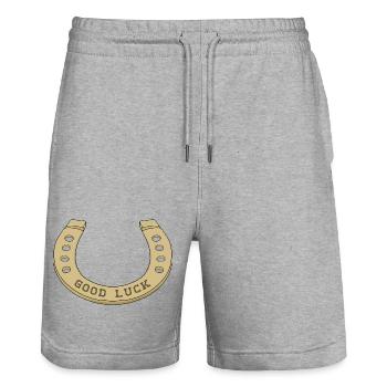 Fer à cheval cool pour les jours de chance - Short de jogging bio TRAINER Stanley/Stella unisexe - gris chiné - Devant - Nik (191cm) & Marisol (170cm)