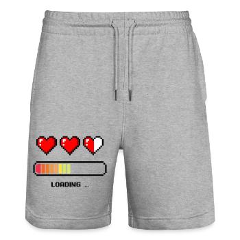 Pixel Heart Palette - Stanley/Stella Unisex Bio Joggingshorts Trainer  - Grau meliert - Vorne - Nik (191cm) & Marisol (170cm)