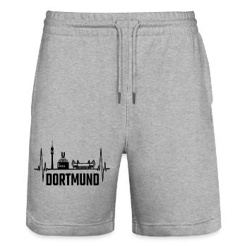 Dortmund Skyline Silhouette Heartbeat Herzschlag - Stanley/Stella Unisex Bio Joggingshorts Trainer  - Grau meliert - Vorne - Nik (191cm) & Marisol (170cm)