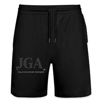 Motif cœur pour enterrement de vie de garçon - Short de jogging bio TRAINER Stanley/Stella unisexe - noir - Devant - Nik (191cm) & Marisol (170cm)