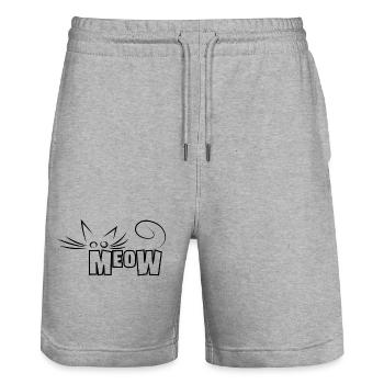 Meow! - Elegant Cat Outline - Stanley/Stella Trainer Unisex Organic Jogging Shorts - heather grey - Front - Nik (191cm) & Marisol (170cm)