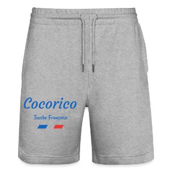 Cocorico - Touche FRANÇAISE - Short de jogging bio TRAINER Stanley/Stella unisexe - gris chiné - Devant - Nik (191cm) & Marisol (170cm)