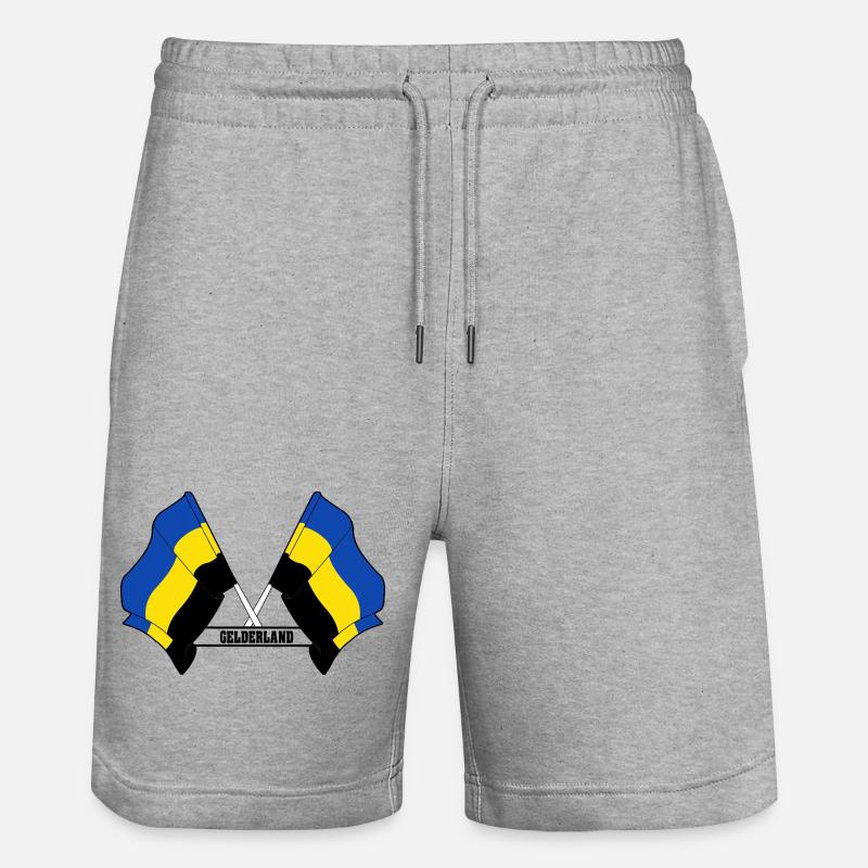 Deux drapeaux texte GELDERLAND - Short de jogging bio TRAINER Stanley/Stella unisexe - gris chiné