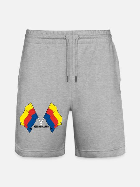 Two flags text NORTH HOLLAND - Stanley/Stella Trainer Unisex Organic Jogging Shorts - heather grey