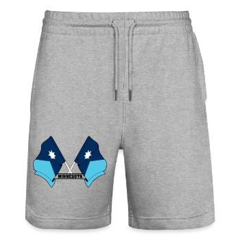 Deux drapeaux texte MINNESOTA - Short de jogging bio TRAINER Stanley/Stella unisexe - gris chiné - Devant - Nik (191cm) & Marisol (170cm)