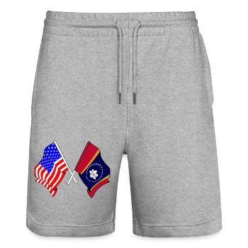 Drapeau des États-Unis et de l’État du Mississippi franchis - Short de jogging bio TRAINER Stanley/Stella unisexe - gris chiné - Devant - Nik (191cm) & Marisol (170cm)