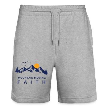 Mountain moving Faith. - Stanley/Stella Trainer Unisex Organic Jogging Shorts - heather grey - Front - Nik (191cm) & Marisol (170cm)