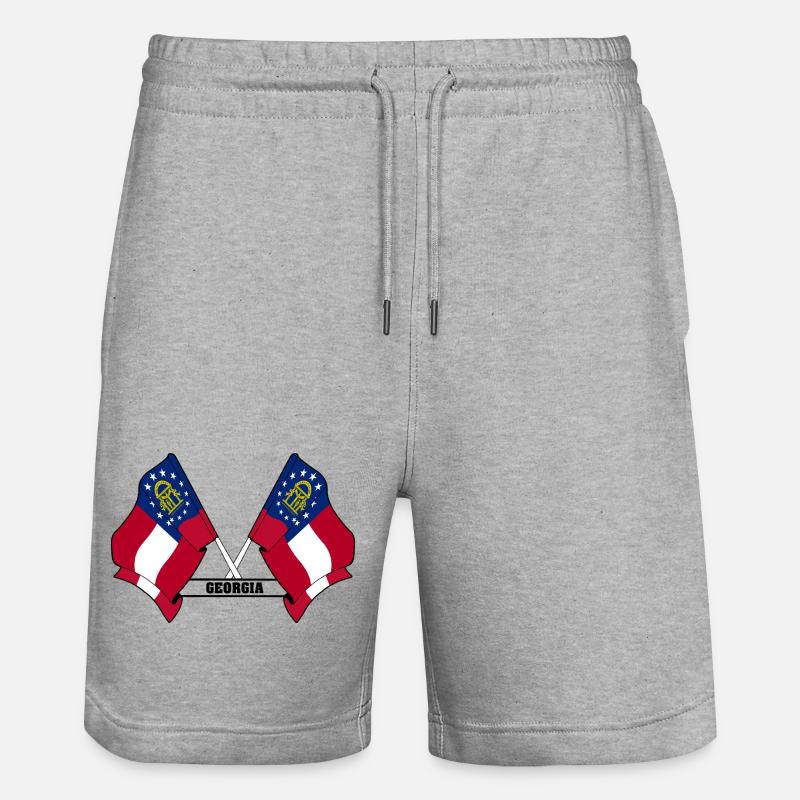 Deux drapeaux texte GÉORGIE - Short de jogging bio TRAINER Stanley/Stella unisexe - gris chiné