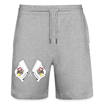 Zwei Flaggen durchquerten Illinois - Stanley/Stella Unisex Bio Joggingshorts Trainer  - Grau meliert - Vorne - Nik (191cm) & Marisol (170cm)