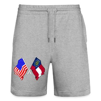 Drapeau des États-Unis et de l’État de Géorgie franchis - Short de jogging bio TRAINER Stanley/Stella unisexe - gris chiné - Devant - Nik (191cm) & Marisol (170cm)