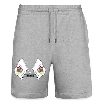 Zwei Flaggen mit dem Text ILLINOIS - Stanley/Stella Unisex Bio Joggingshorts Trainer  - Grau meliert - Vorne - Nik (191cm) & Marisol (170cm)