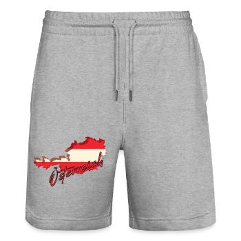 Drapeau de l’Autriche, fierté autrichienne - Short de jogging bio TRAINER Stanley/Stella unisexe - gris chiné - Devant - Nik (191cm) & Marisol (170cm)