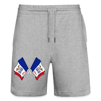 Deux drapeaux ont traversé l’Iowa - Short de jogging bio TRAINER Stanley/Stella unisexe - gris chiné - Devant - Nik (191cm) & Marisol (170cm)