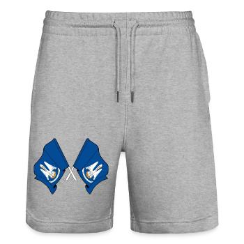 Zwei Flaggen kreuzten Lousiane - Stanley/Stella Unisex Bio Joggingshorts Trainer  - Grau meliert - Vorne - Nik (191cm) & Marisol (170cm)