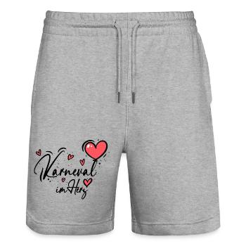 Karneval im Herz Kostüm Konfettiparade dezent - Stanley/Stella Unisex Bio Joggingshorts Trainer  - Grau meliert - Vorne - Nik (191cm) & Marisol (170cm)