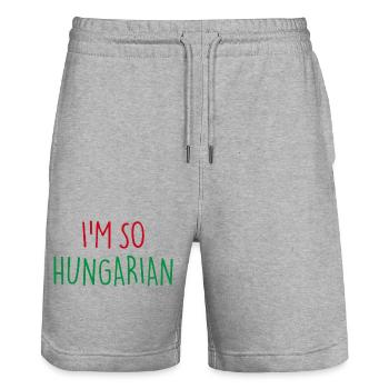 I'M SO HUNGARIAN Hungarian Hungary - Stanley/Stella Trainer Unisex Organic Jogging Shorts - heather grey - Front - Nik (191cm) & Marisol (170cm)