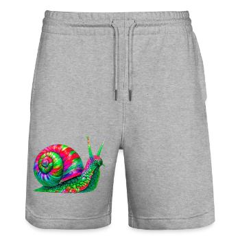 Snail - Stanley/Stella Trainer Unisex Organic Jogging Shorts - heather grey - Front - Nik (191cm) & Marisol (170cm)