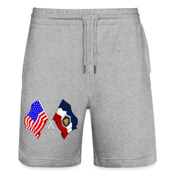 Drapeau des États-Unis et de l’État de l’Utah croisé - Short de jogging bio TRAINER Stanley/Stella unisexe - gris chiné - Devant - Nik (191cm) & Marisol (170cm)