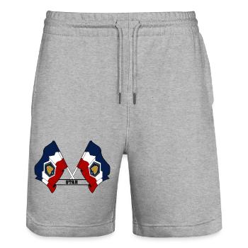 Texte à deux drapeaux UTAH - Short de jogging bio TRAINER Stanley/Stella unisexe - gris chiné - Devant - Nik (191cm) & Marisol (170cm)