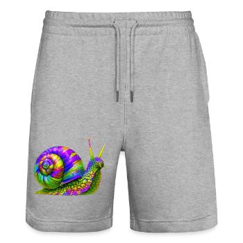 Schnecke - Stanley/Stella Unisex Bio Joggingshorts Trainer  - Grau meliert - Vorne - Nik (191cm) & Marisol (170cm)