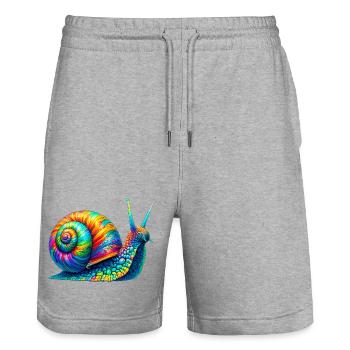 Escargot - Short de jogging bio TRAINER Stanley/Stella unisexe - gris chiné - Devant - Nik (191cm) & Marisol (170cm)