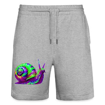 Schnecke - Stanley/Stella Unisex Bio Joggingshorts Trainer  - Grau meliert - Vorne - Nik (191cm) & Marisol (170cm)