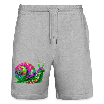Escargot - Short de jogging bio TRAINER Stanley/Stella unisexe - gris chiné - Devant - Nik (191cm) & Marisol (170cm)