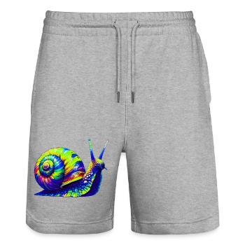 Escargot - Short de jogging bio TRAINER Stanley/Stella unisexe - gris chiné - Devant - Nik (191cm) & Marisol (170cm)