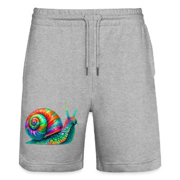 Schnecke - Stanley/Stella Unisex Bio Joggingshorts Trainer  - Grau meliert - Vorne - Nik (191cm) & Marisol (170cm)