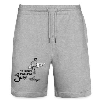 Ich kann nicht Ich habe gesurft - Stanley/Stella Unisex Bio Joggingshorts Trainer  - Grau meliert - Vorne - Nik (191cm) & Marisol (170cm)