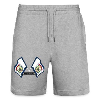 Zwei Flaggen mit dem Text WEST VIRGINIA - Stanley/Stella Unisex Bio Joggingshorts Trainer  - Grau meliert - Vorne - Nik (191cm) & Marisol (170cm)