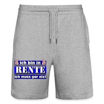 Ich bin in Rente – Ich muss gar nix! - Stanley/Stella Unisex Bio Joggingshorts Trainer  - Grau meliert - Vorne - Nik (191cm) & Marisol (170cm)
