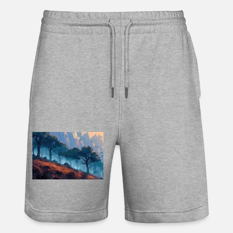 Poster Illustration Paysage de Forêt - Short de jogging bio TRAINER Stanley/Stella unisexe - gris chiné