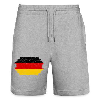 Deutsche Flagge Pinselkunst - Stanley/Stella Unisex Bio Joggingshorts Trainer  - Grau meliert - Vorne - Nik (191cm) & Marisol (170cm)