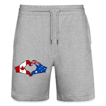 Canada Australia Flag Hands Heart Shape - Stanley/Stella Trainer Unisex Organic Jogging Shorts - heather grey - Front - Nik (191cm) & Marisol (170cm)